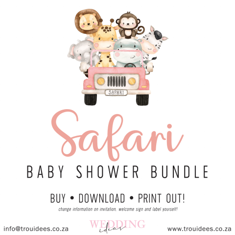 Safari (Girl) Baby Shower Stationery